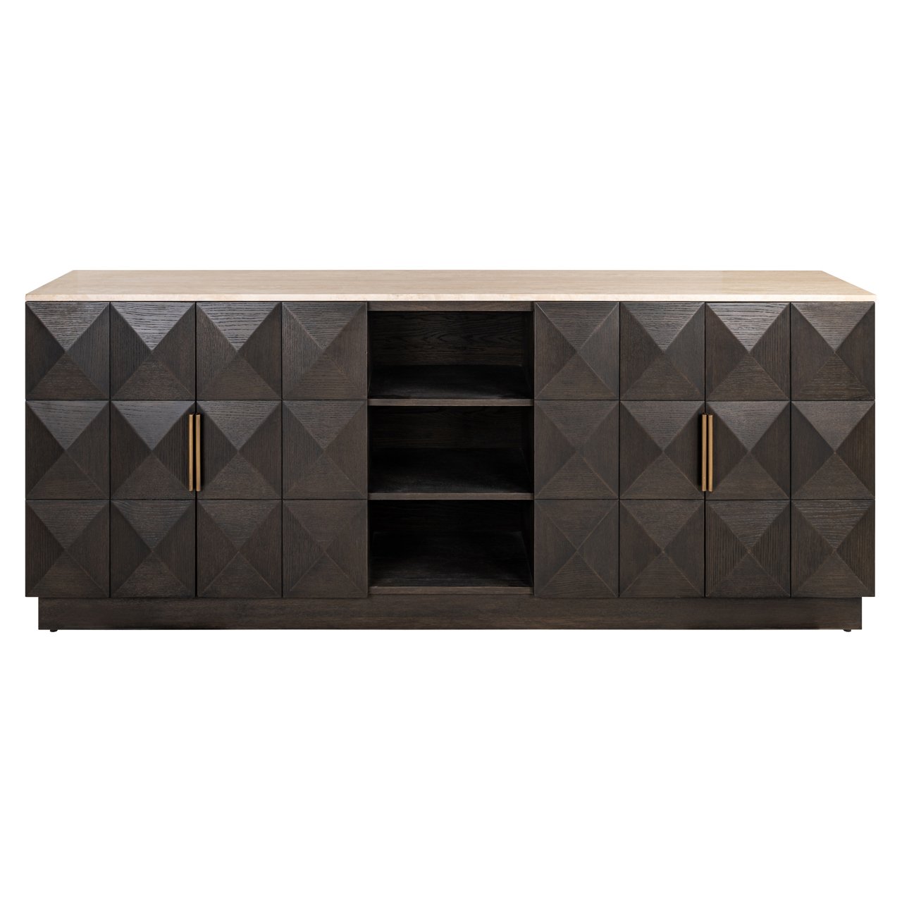 Richmond Interiors Dressoir Claremont Marmeren Blad Bruin — 4 deuren opbergruimte