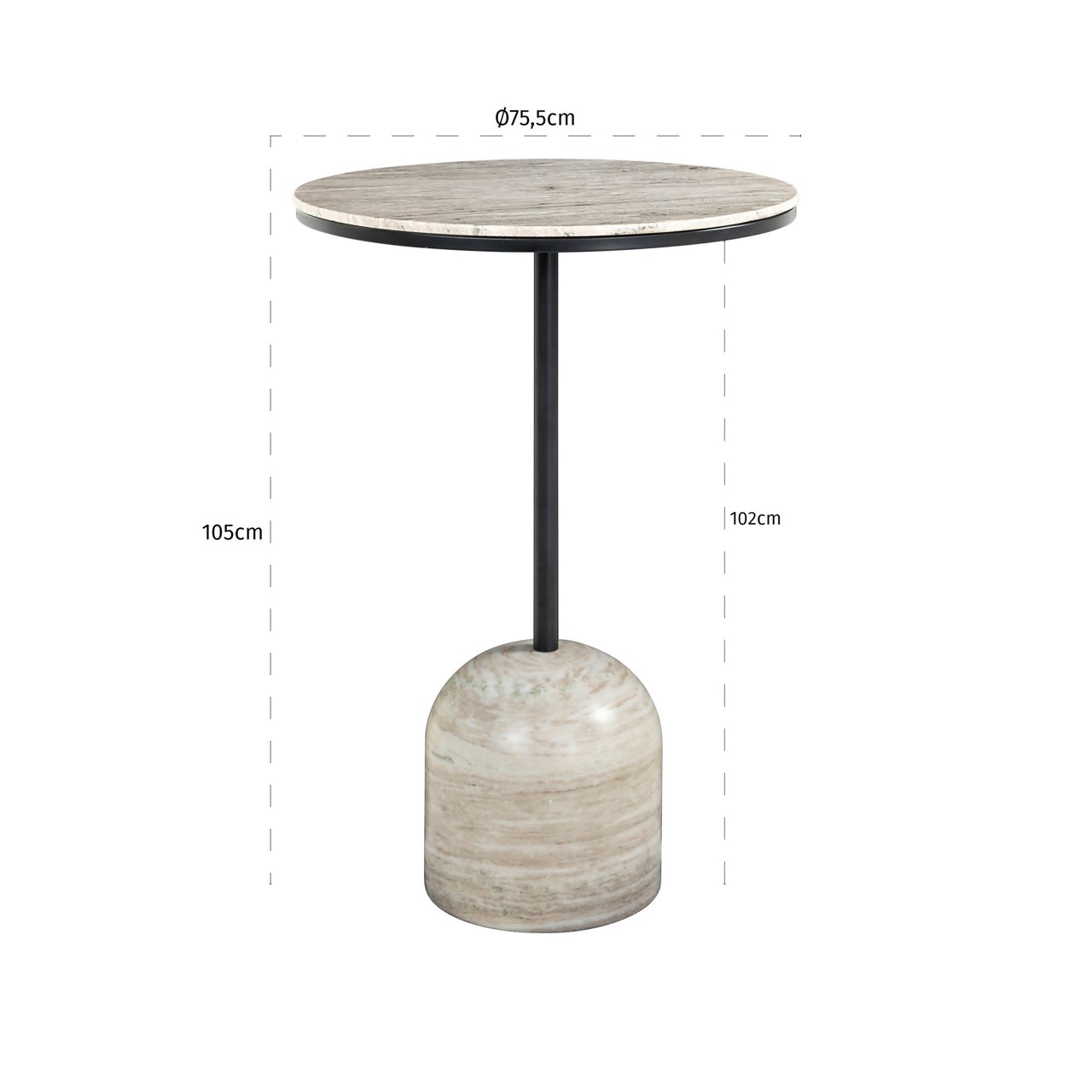 Richmond Interiors Bartafel Duncan - Zand Afwerking - Ronde Staantafel 75 cm Ø