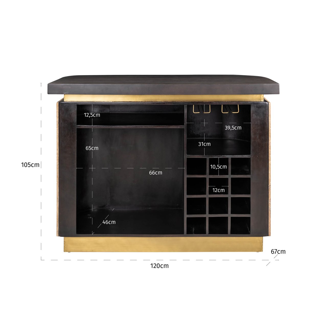 Richmond Interiors Bartafel Martini Travertin Hout Beige — home bar woonkamer