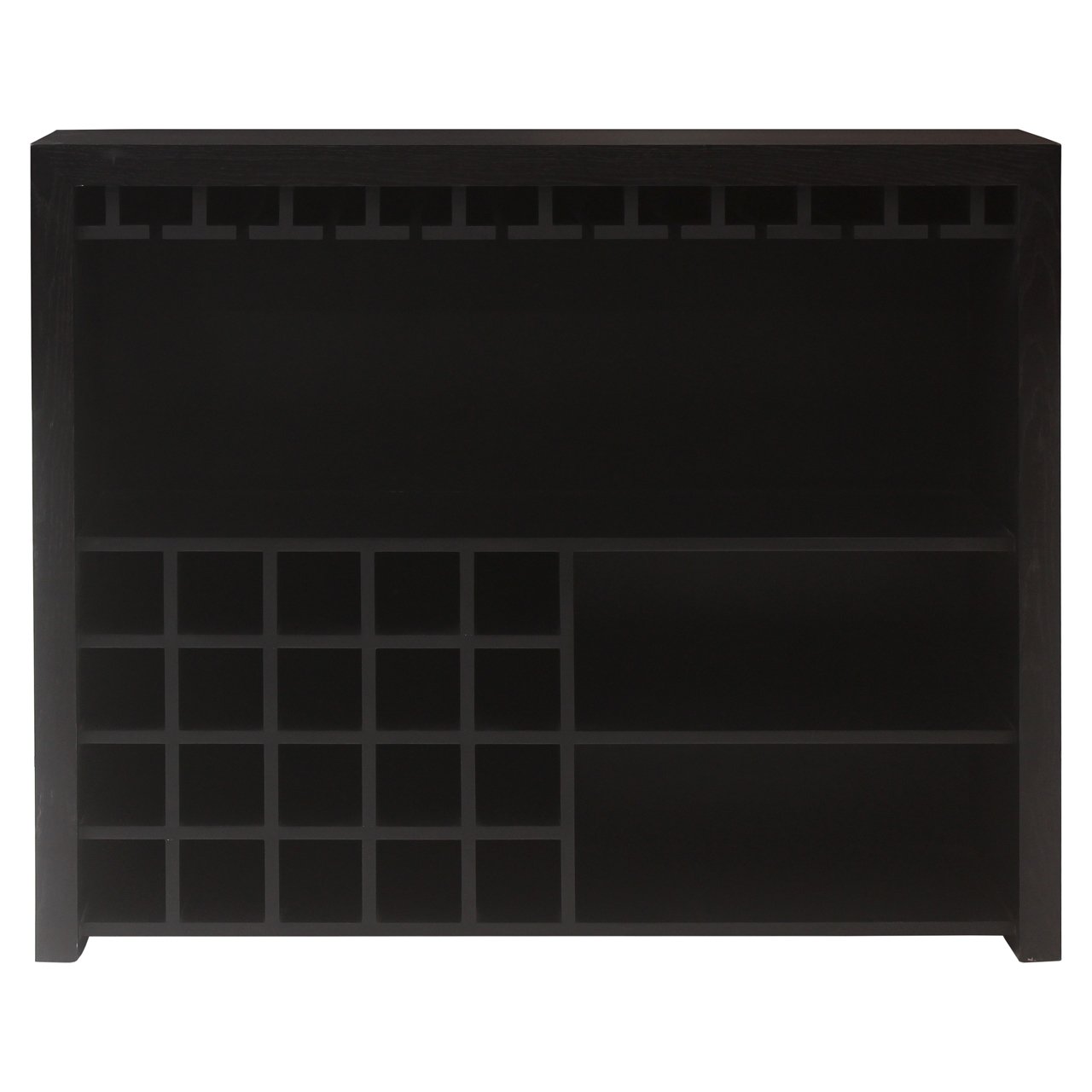 Richmond Interiors Bar Walker Zwart - Thuisbar met Opbergruimte en Glashouders 95 cm