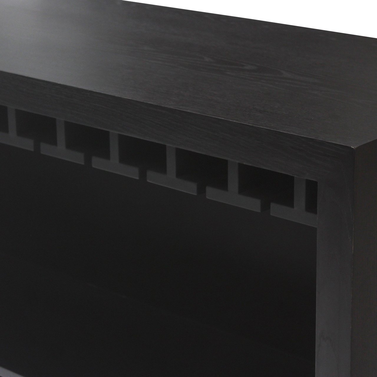 Richmond Interiors Bar Walker Zwart - Thuisbar met Opbergruimte en Glashouders 95 cm