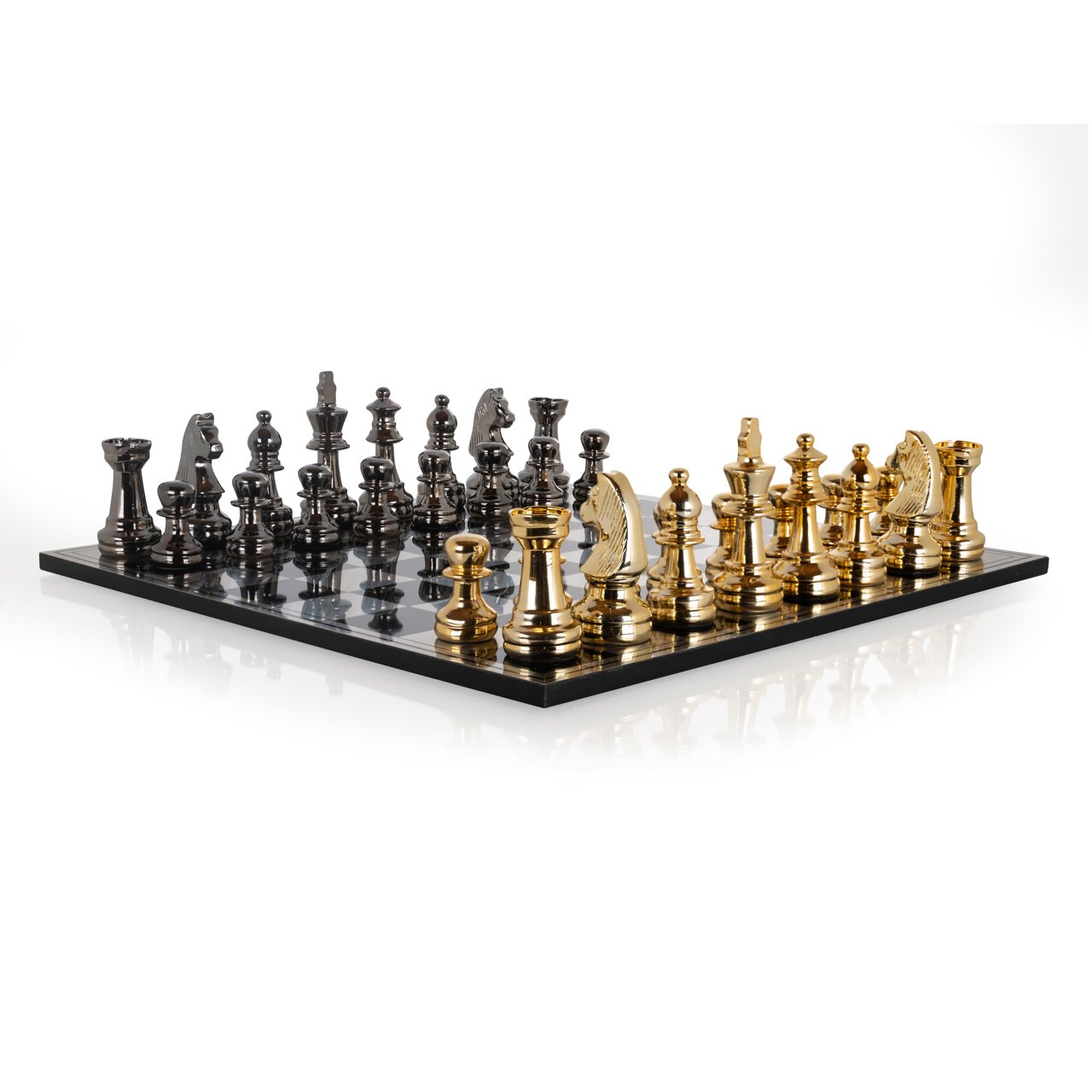 Decoratief Spel Saray Black/gold Chessboard