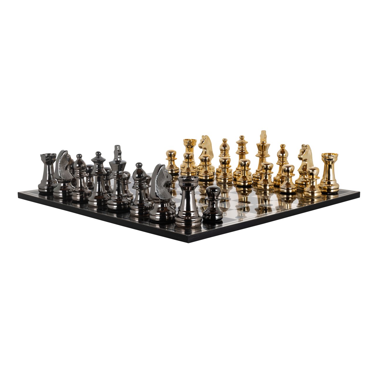 Decoratief Spel Saray Black/gold Chessboard