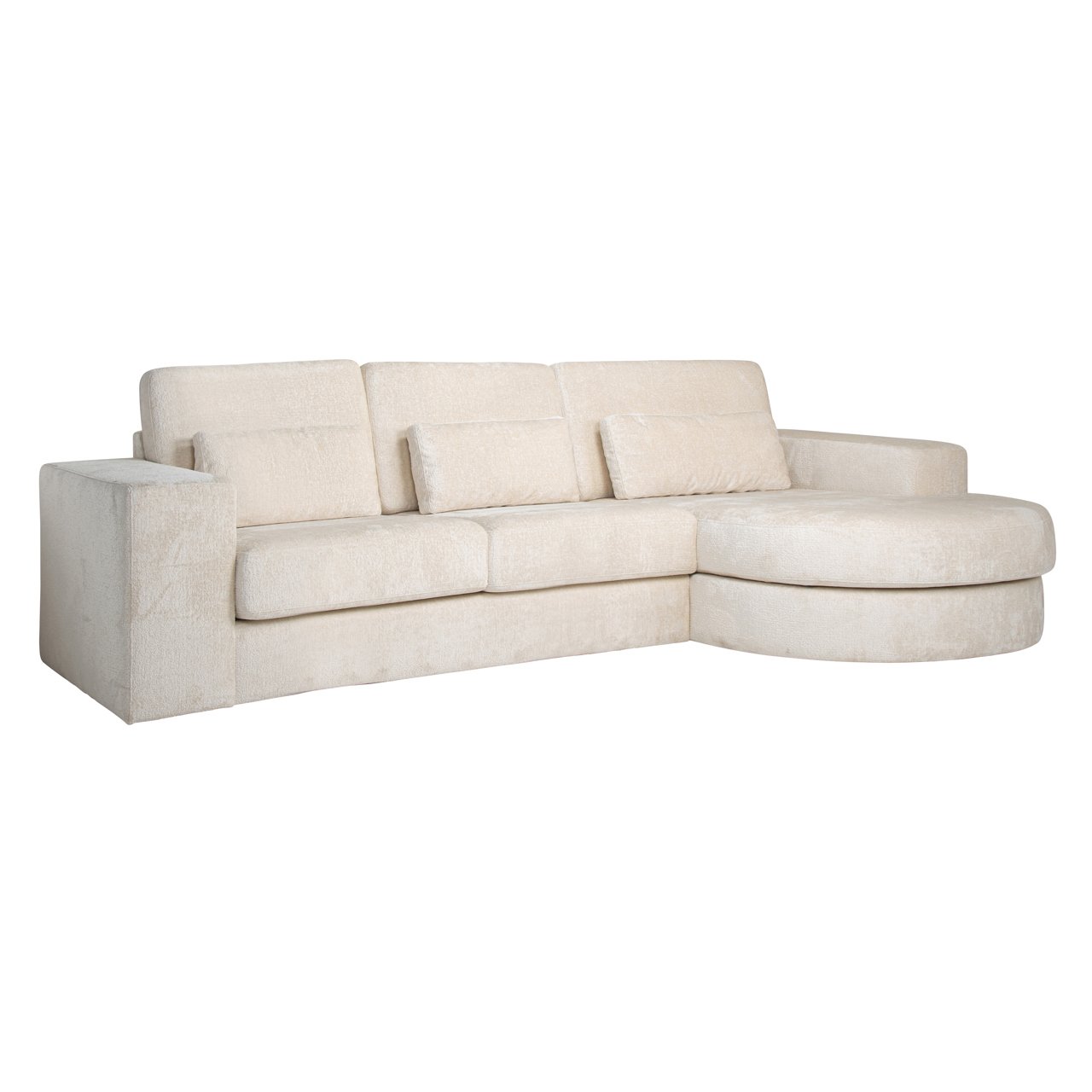 Bank Felix White Chenille 2,5-seater + Lounge Round Right