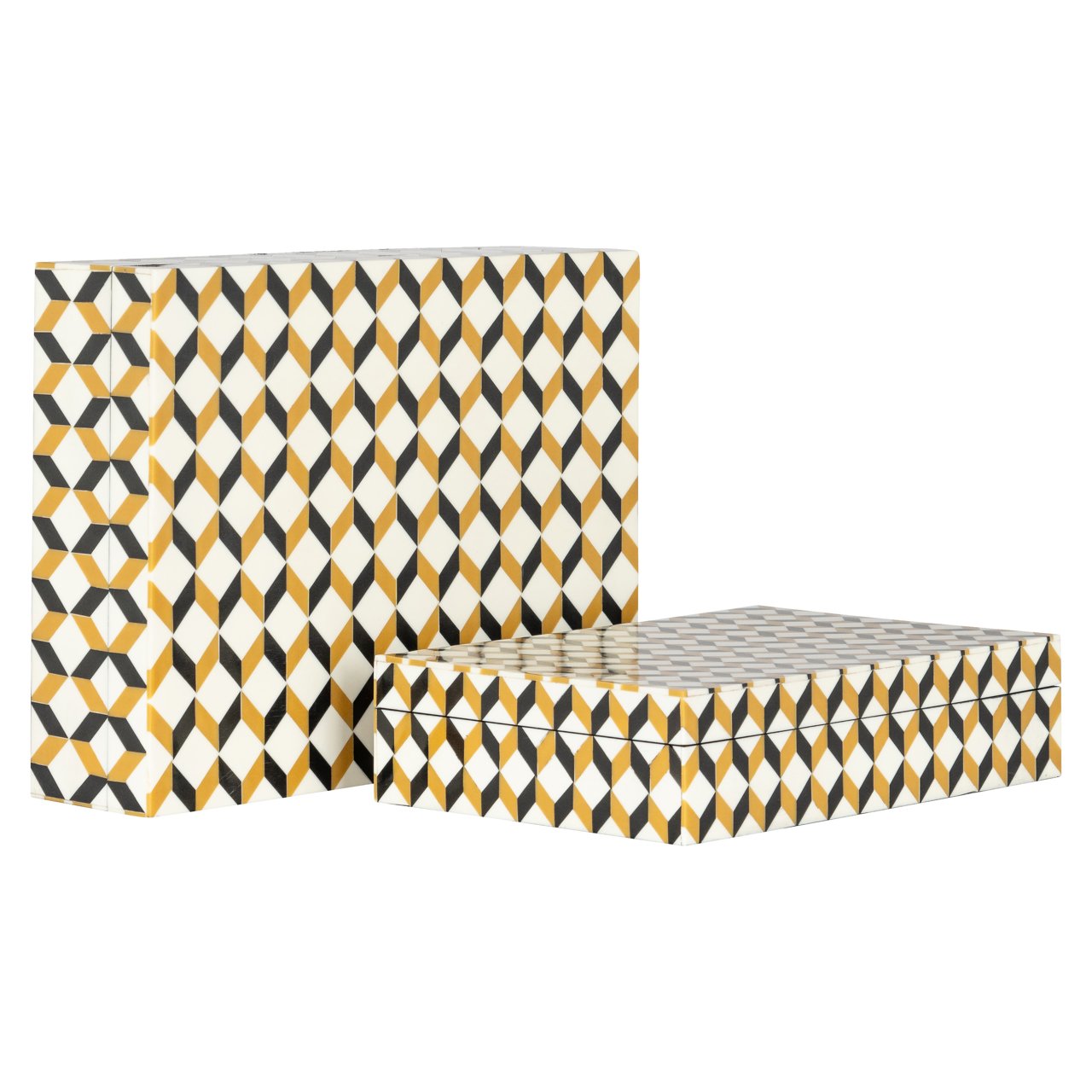 Opbergdoos Frences Black/gold (set Of 2)