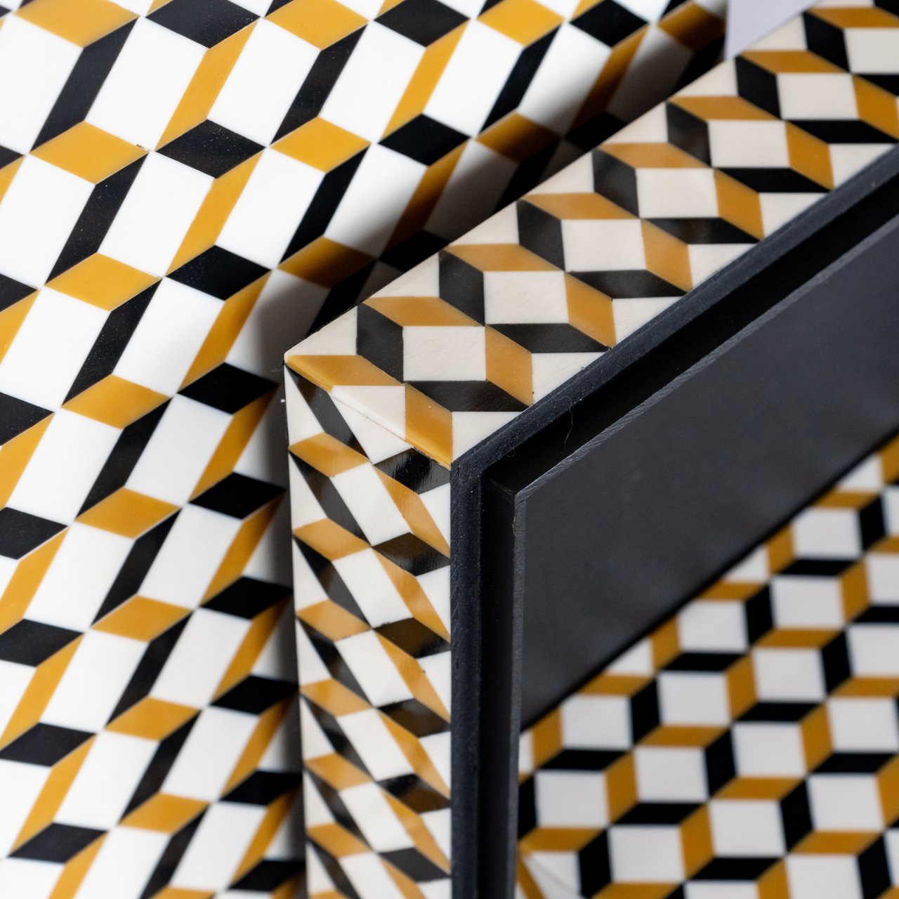 Opbergdoos Frences Black/gold (set Of 2)