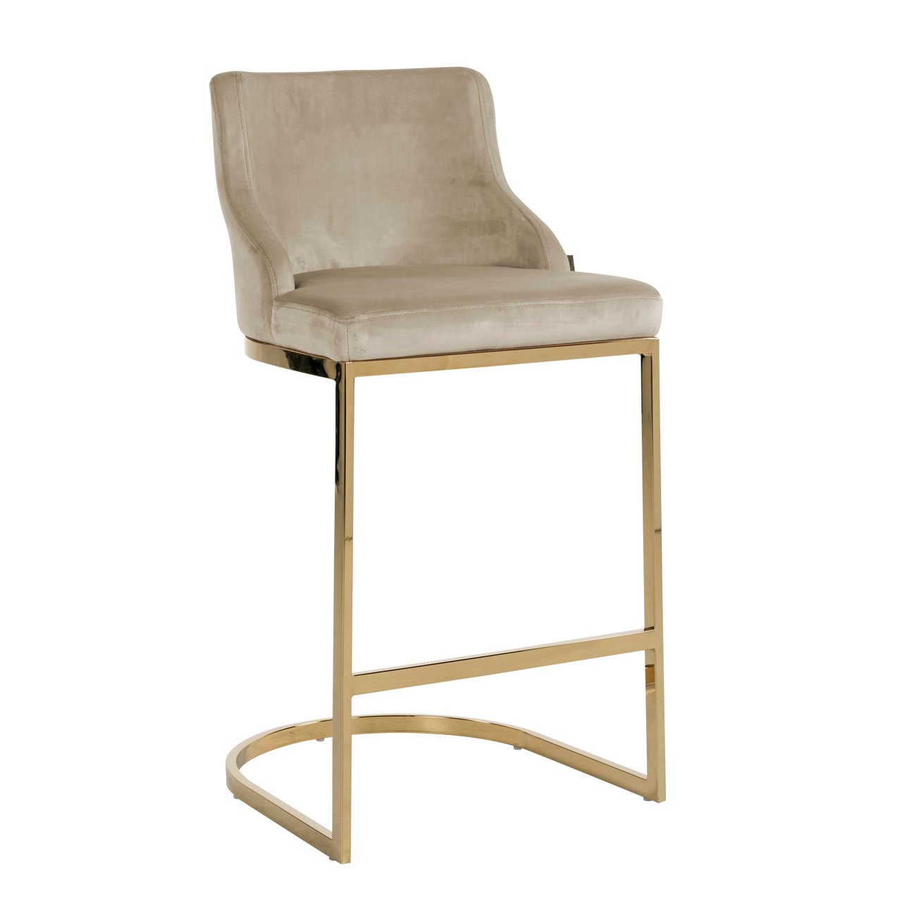 Richmond Interiors Barstoel Bolton - Khaki Velvet Goud - Brandvertragend - Set van 2