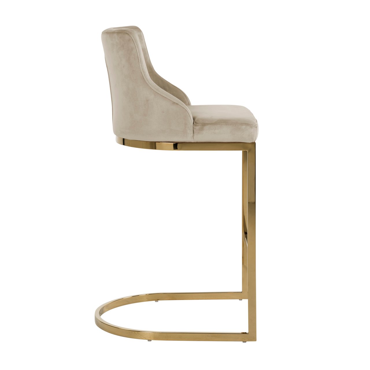 Richmond Interiors Barstoel Bolton - Khaki Velvet Goud - Brandvertragend - Set van 2