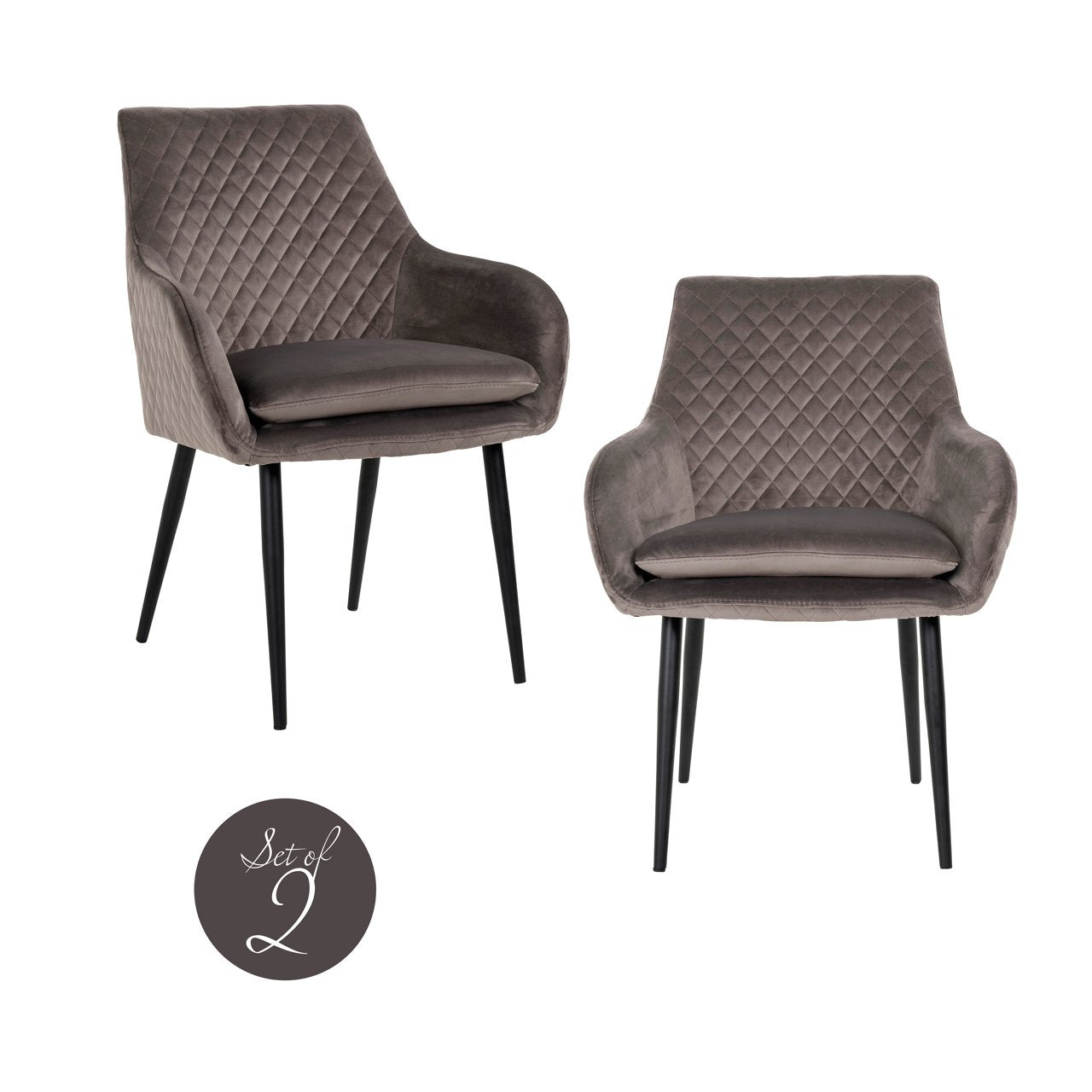 Dining chair Chrissy stone velvet (Set of 2)