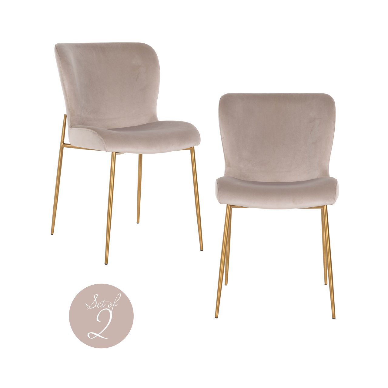 Eetkamerstoel Odessa Khaki Velvet Fire Retardant (set Of 2)