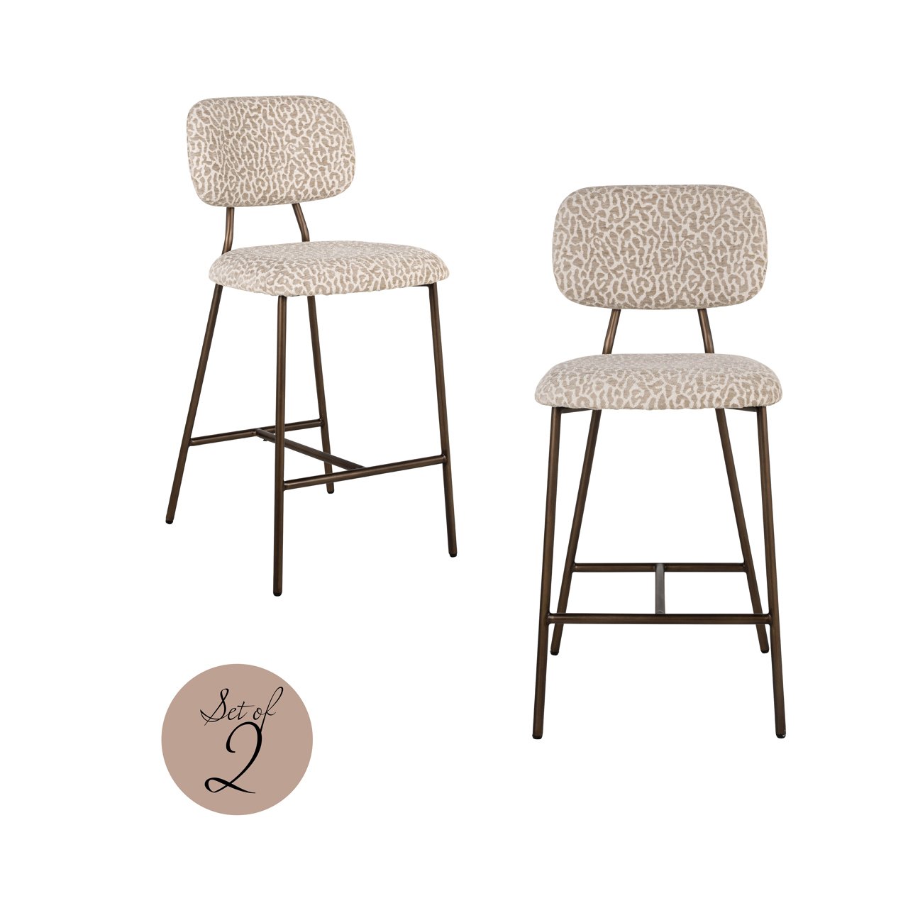 Counterstoel Xenia Beige Leopard Fire Retardant (set Of 2)