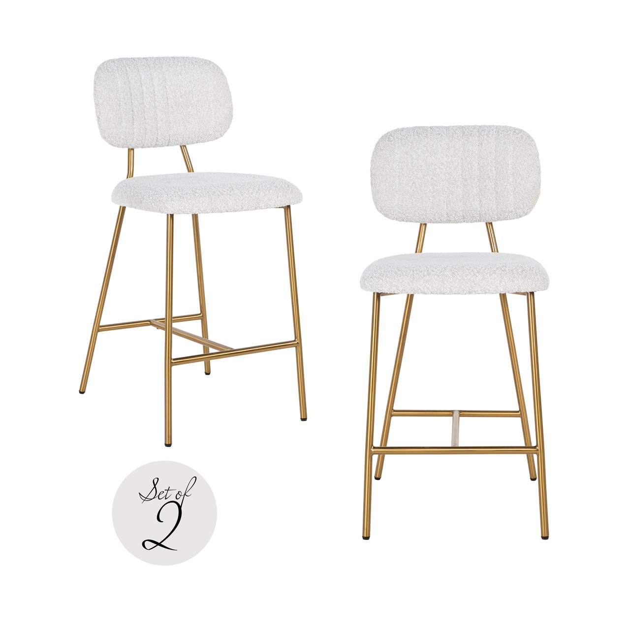 Counterstoel Xenia White Bouclé (set Of 2)