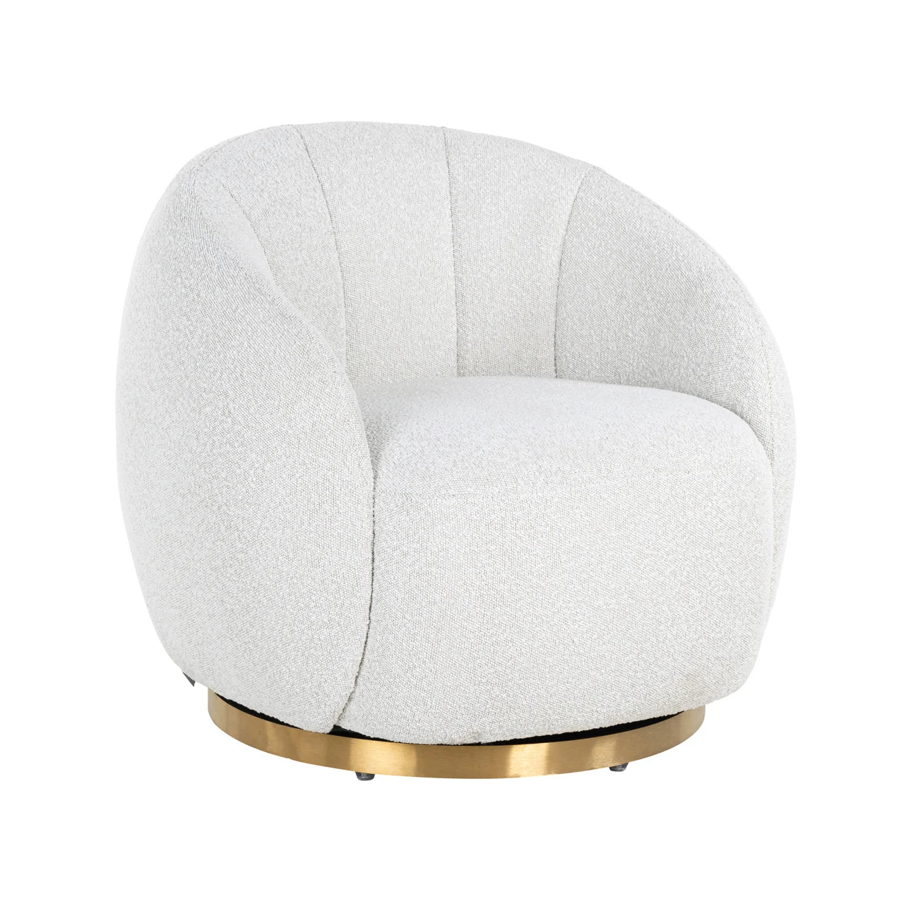 Lounge Stoel Jago White Bouclé Swivel