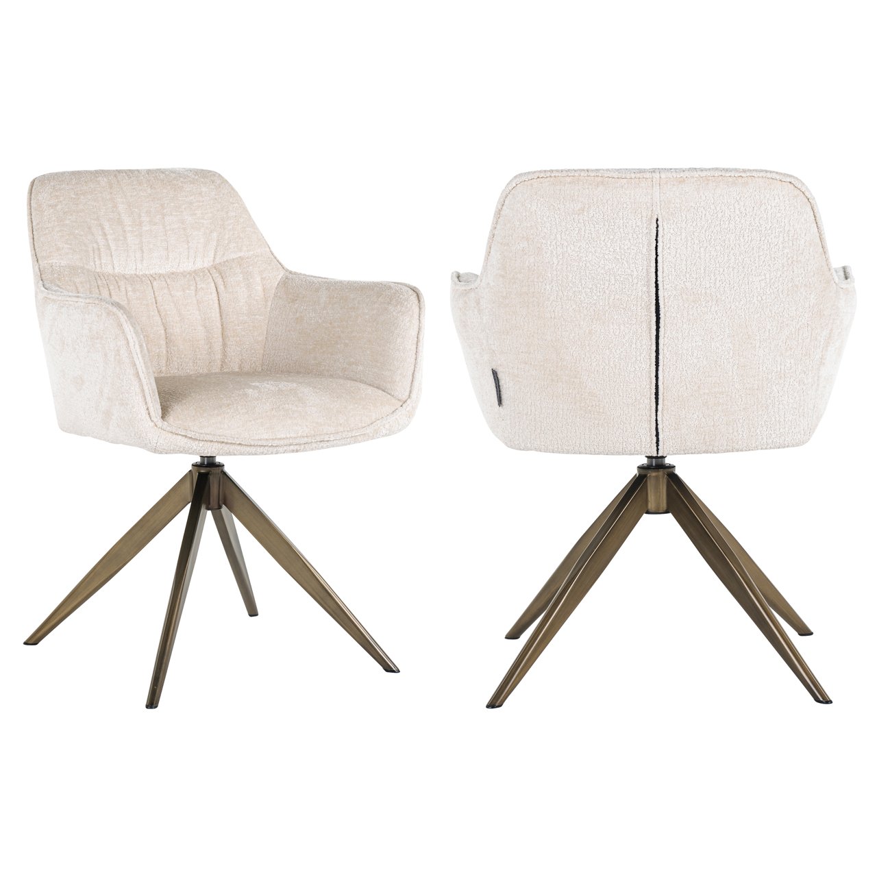 Eetkamerstoel Aline White Chenille Swivel Fire Retardant