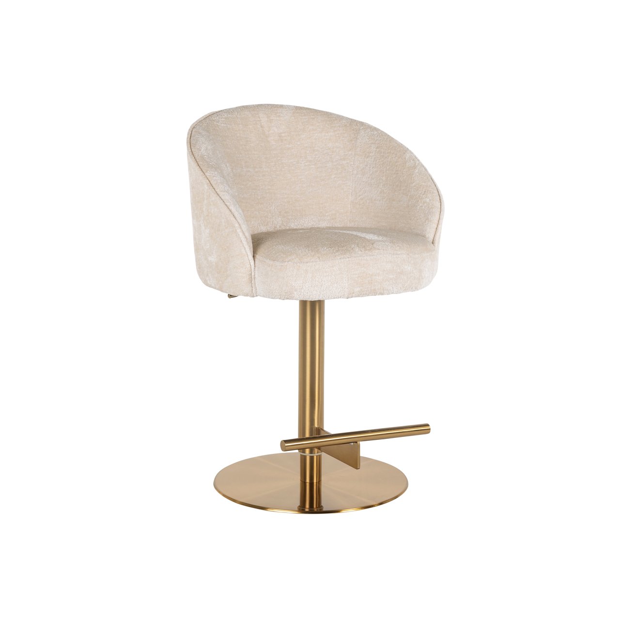 Bar stool Zabi white chenille swivel