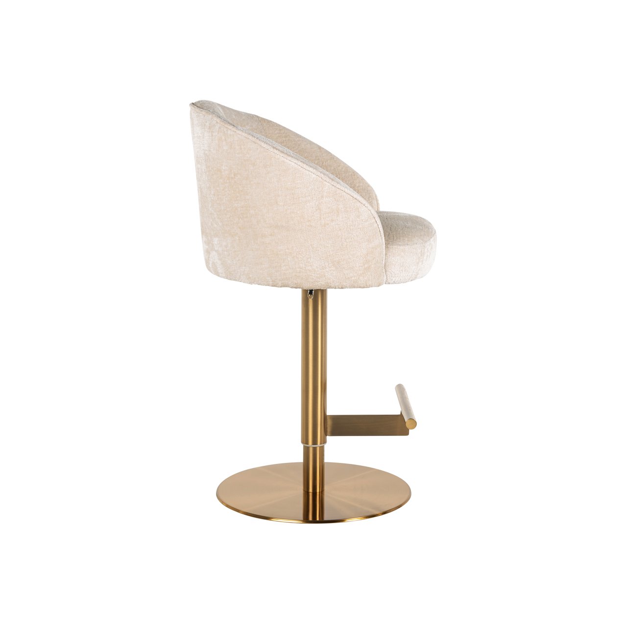 Bar stool Zabi white chenille swivel