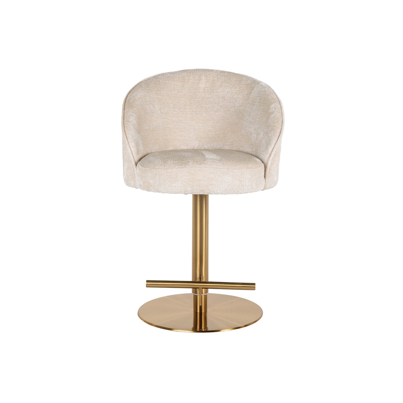 Bar stool Zabi white chenille swivel