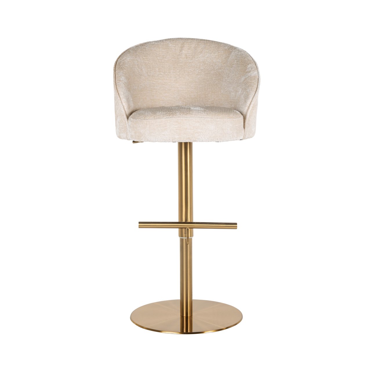 Bar stool Zabi white chenille swivel