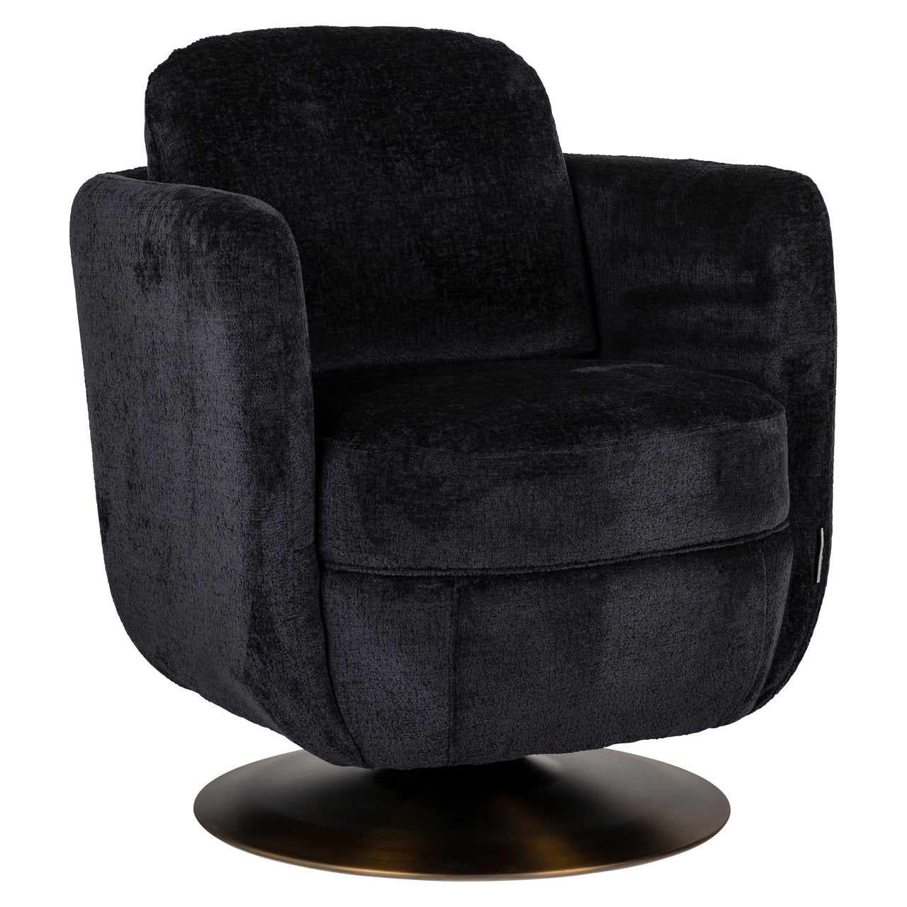 Lounge stoel Turner black chenille swivel