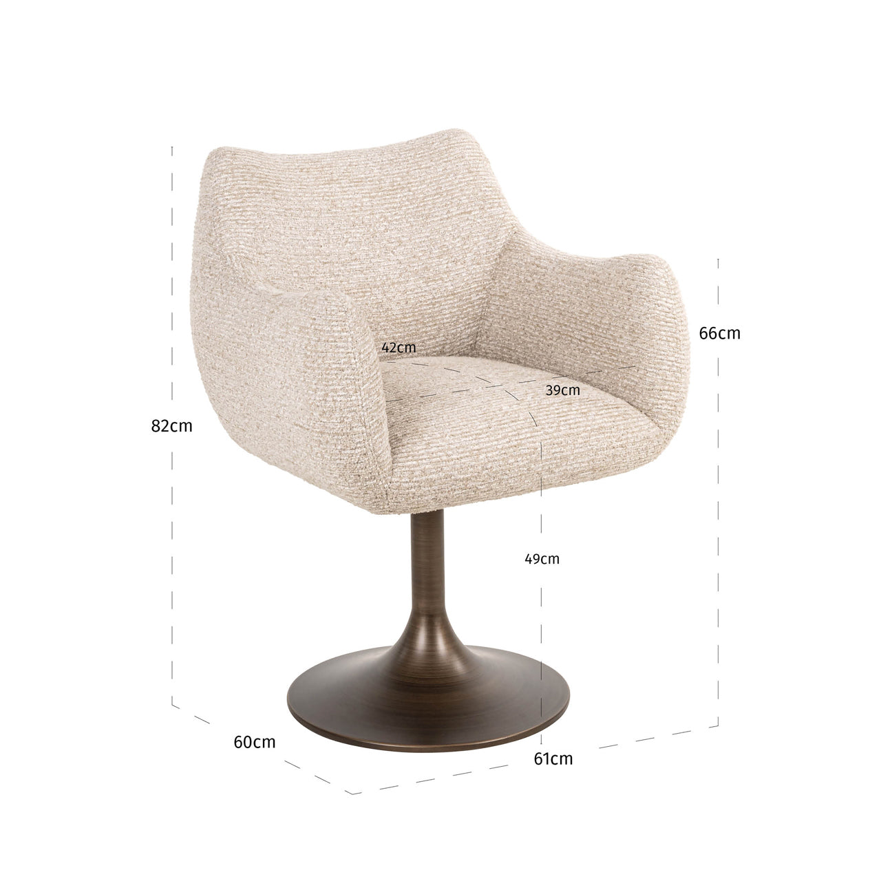 Eetkamerstoel Aldo Brown Tweed Swivel