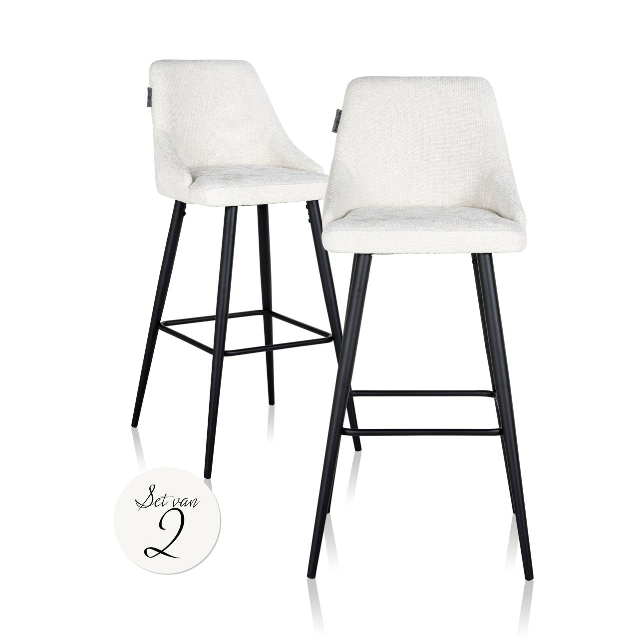 Richmond Interiors Barstoel Brooke - White Unicorn Stof - Zithoogte 75 cm - Set van 2