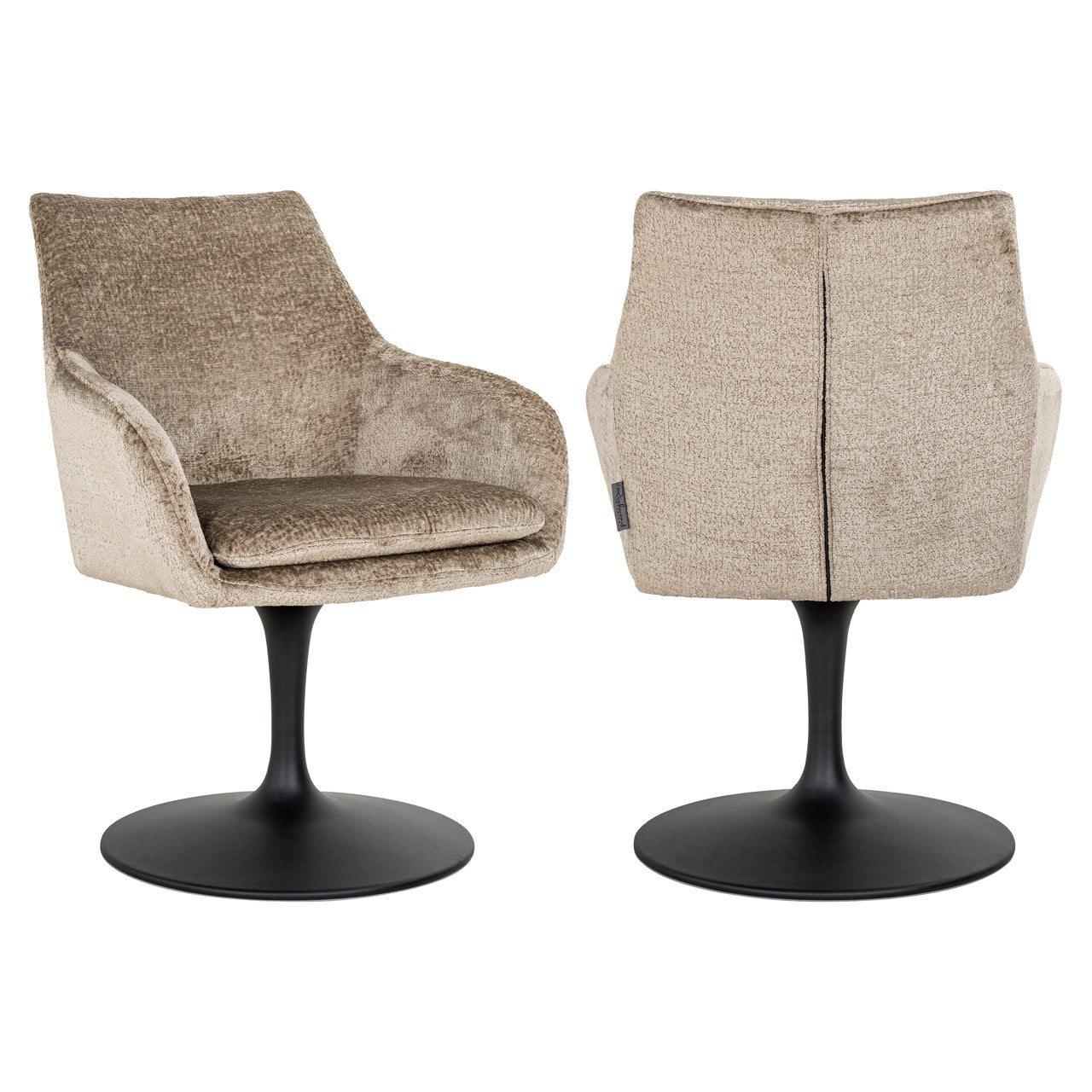Eetkamerstoel Marlon Taupe Chenille Swivel