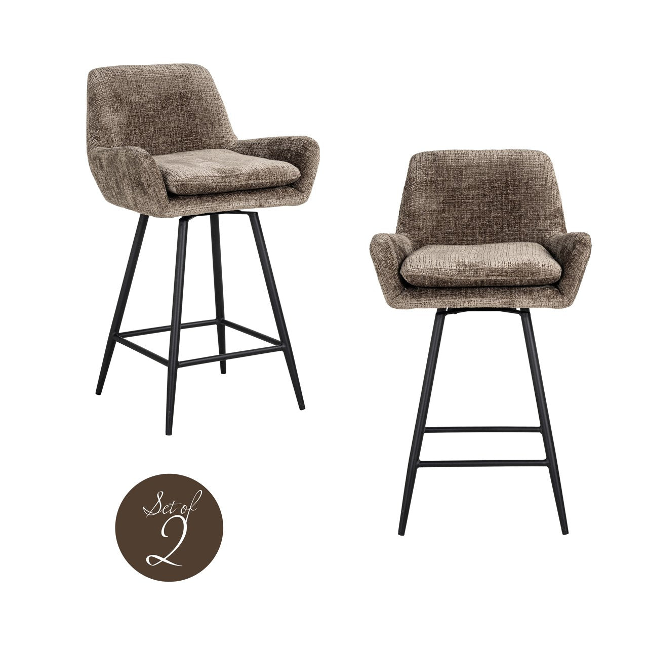 Counterstoel Linsey Niagara Stone Swivel (set Of 2)