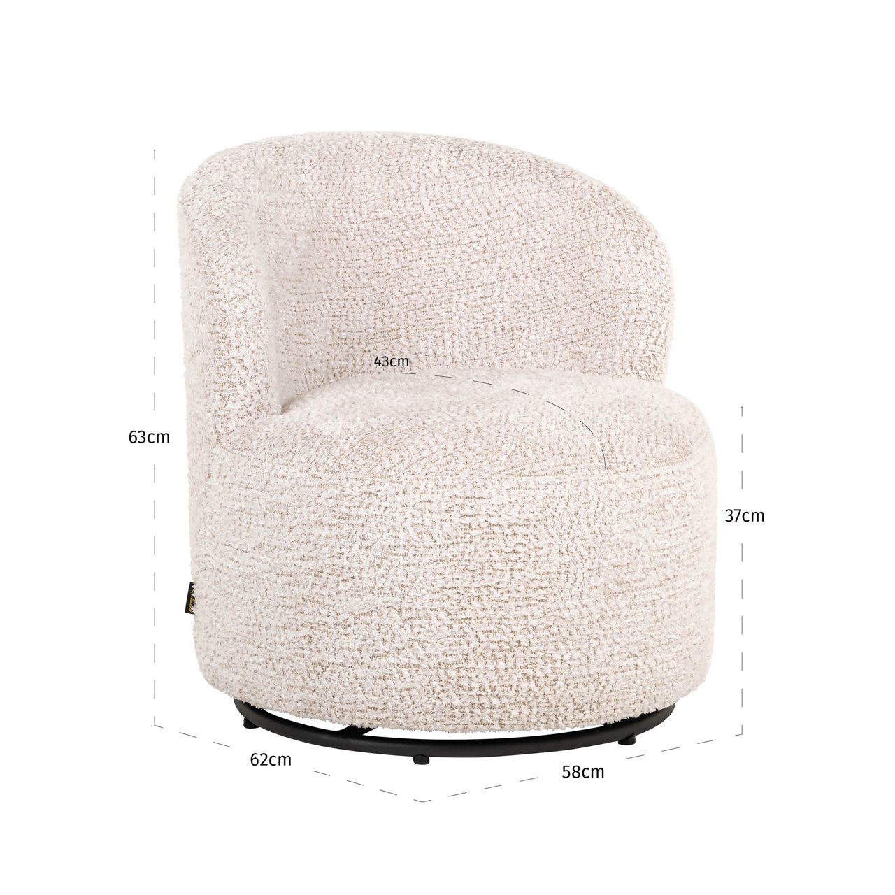 Lounge Stoel Jackie Lovely Cream Swivel Kids