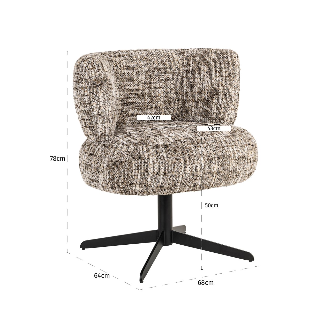 Eetkamerstoel Alexis Brown Omara Swivel