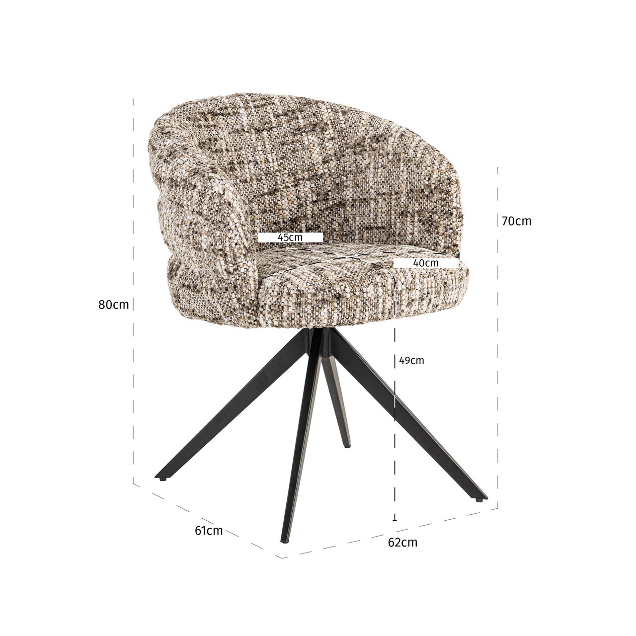 Eetkamerstoel Serenity Brown Omara Swivel Fire Retardant