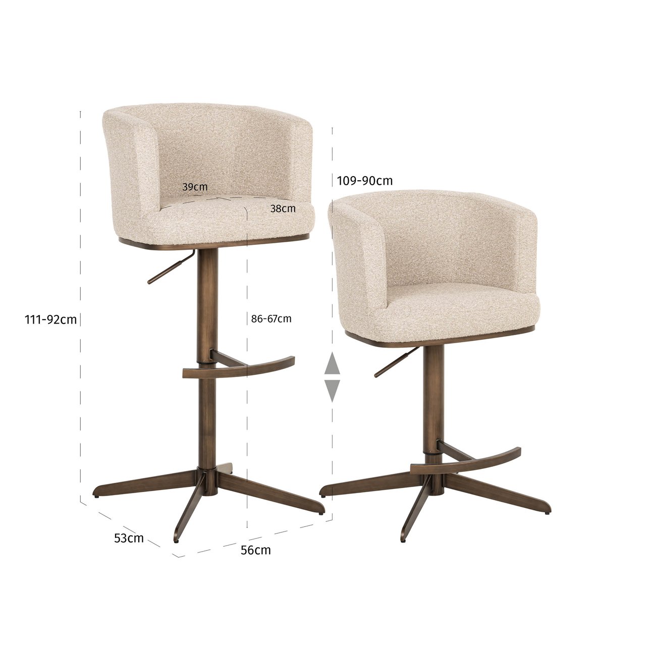 Barstoel Cheyenne Biscotti Swivel