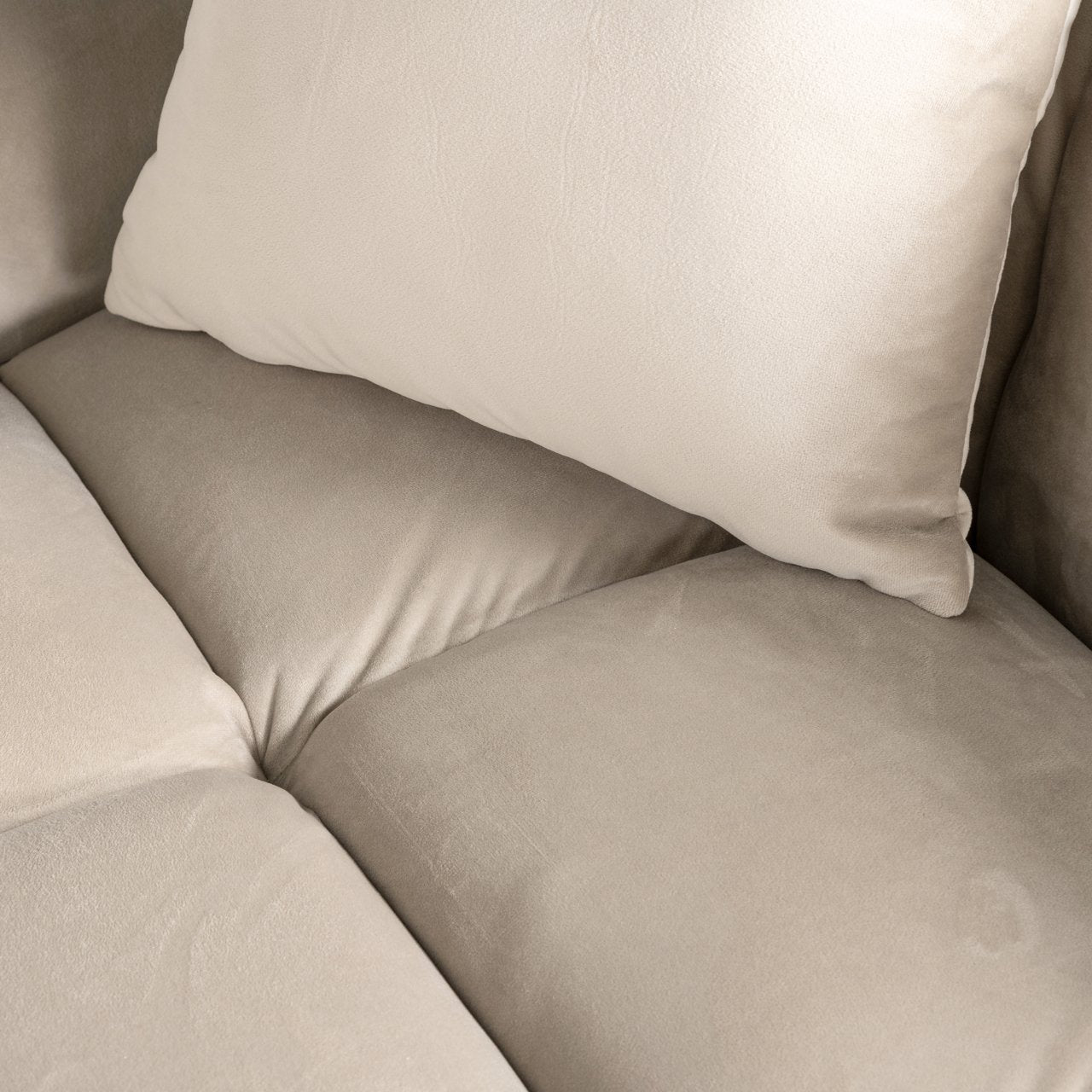 Bank Cube khaki velvet 3-seater + lounge left