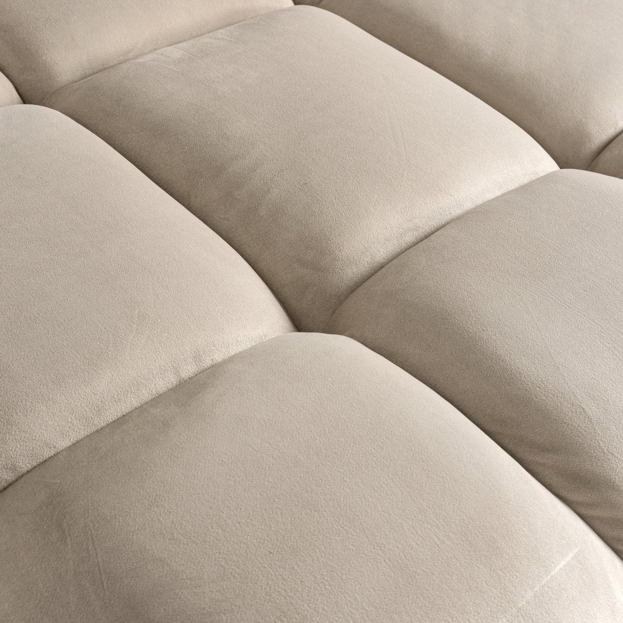 Bank Cube Khaki Velvet 3-seater + Lounge Right
