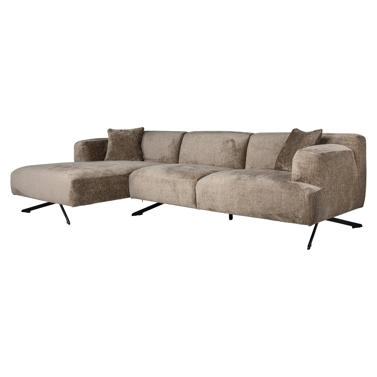 Sofa Donovan taupe chenille 3-seater + lounge left