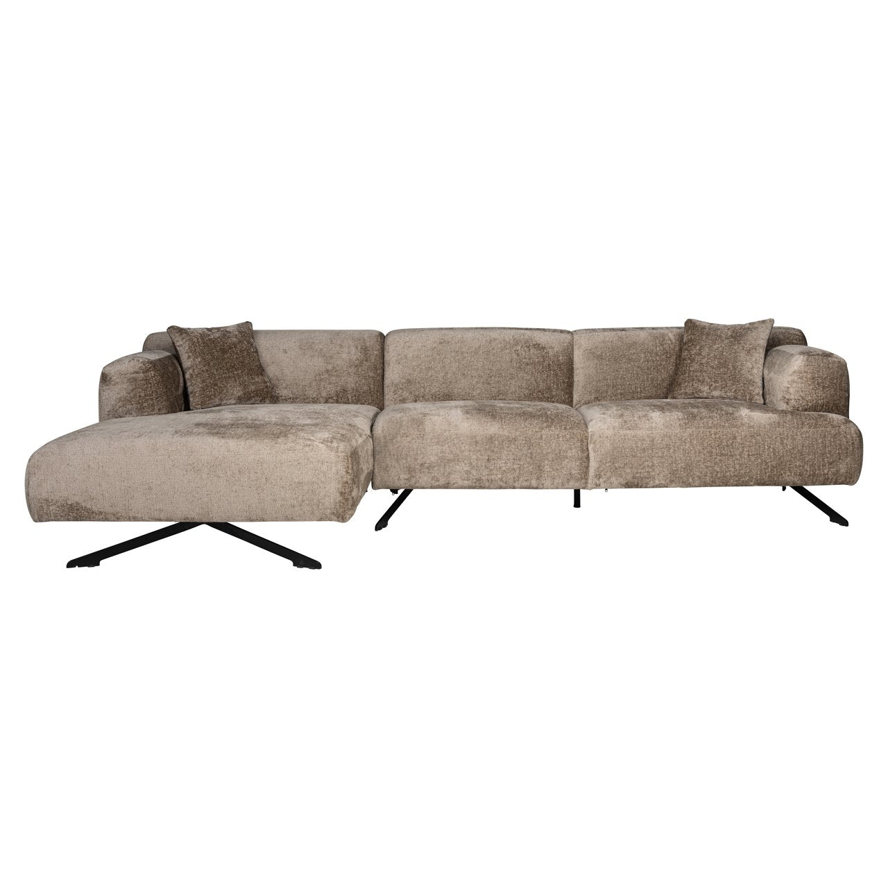 Sofa Donovan taupe chenille 3-seater + lounge left