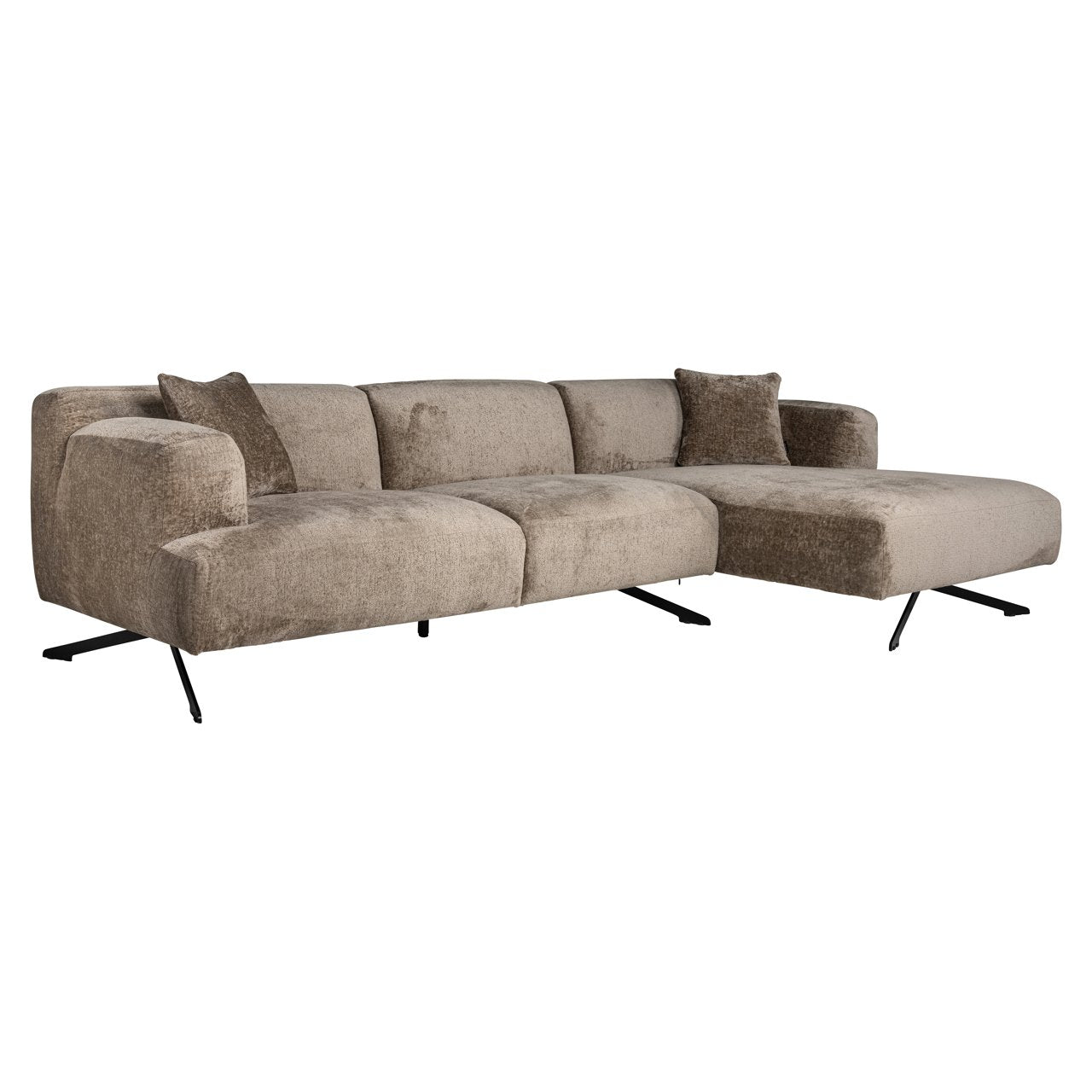 Bank Donovan taupe chenille 3-seater + lounge right