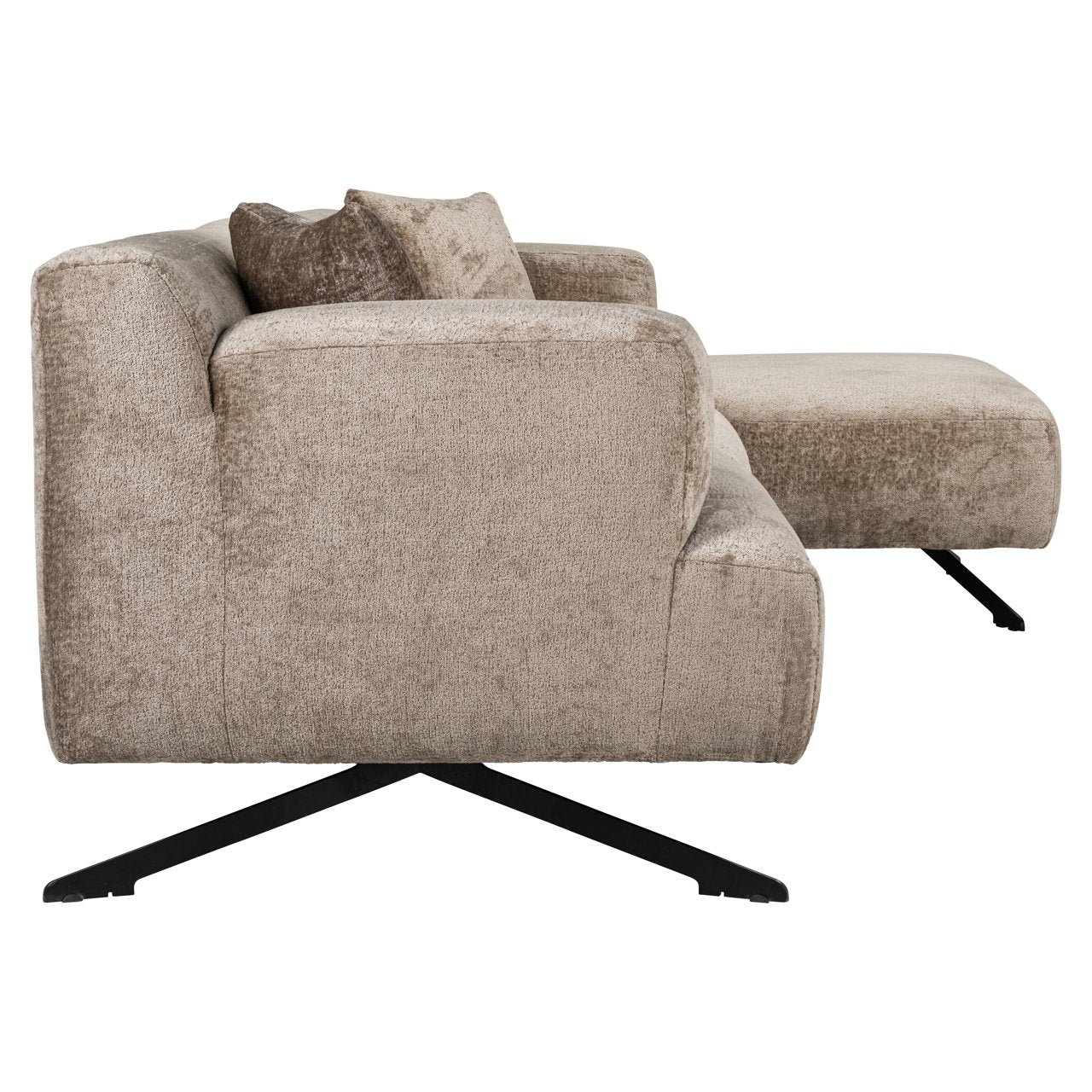 Bank Donovan taupe chenille 3-seater + lounge right