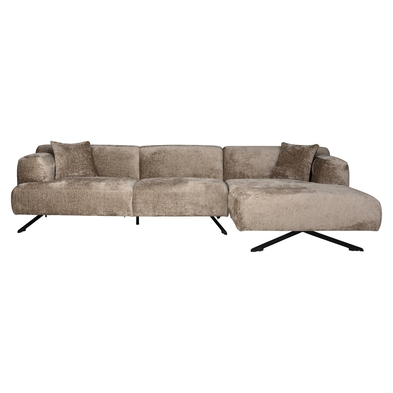 Bank Donovan taupe chenille 3-seater + lounge right