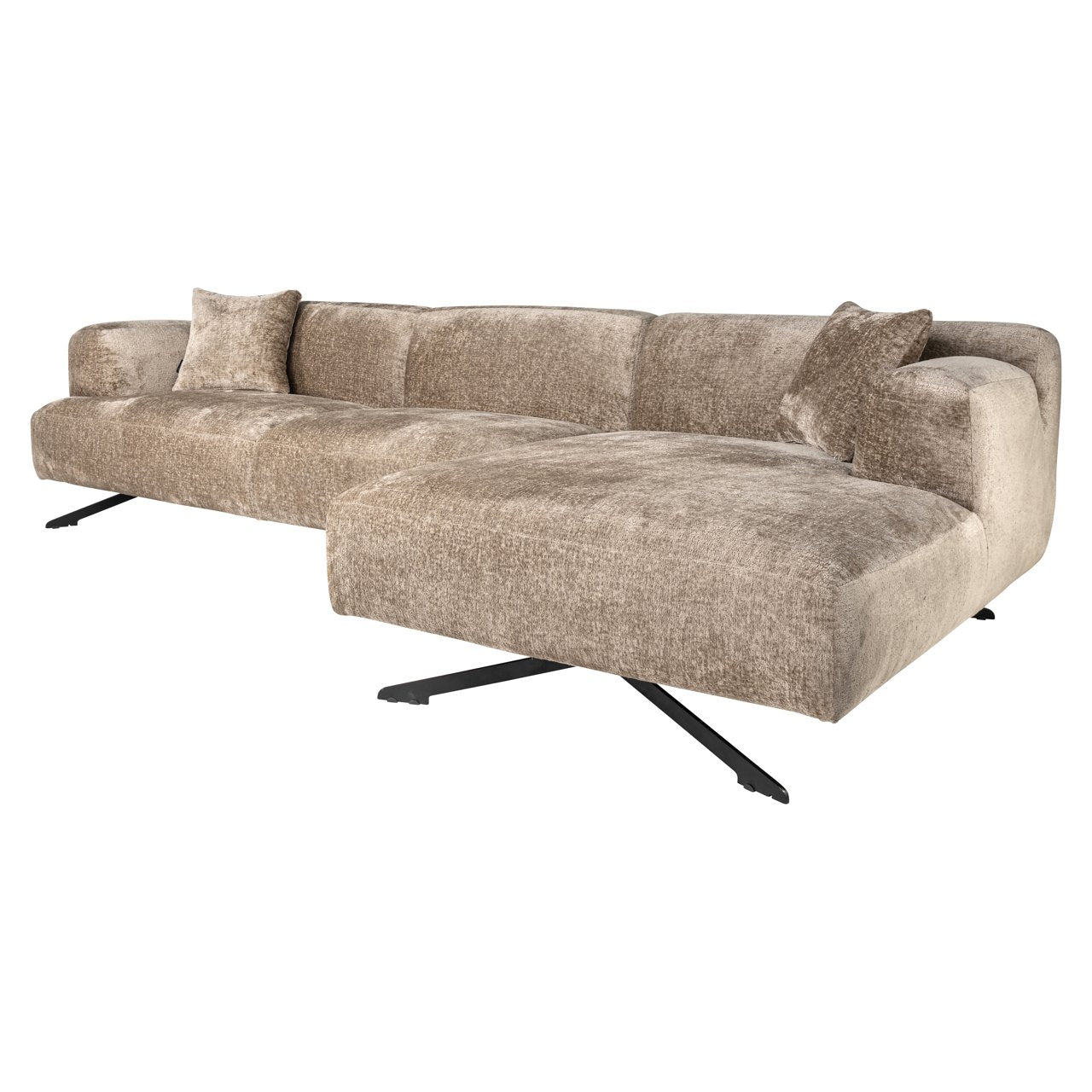 Bank Donovan taupe chenille 3-seater + lounge right