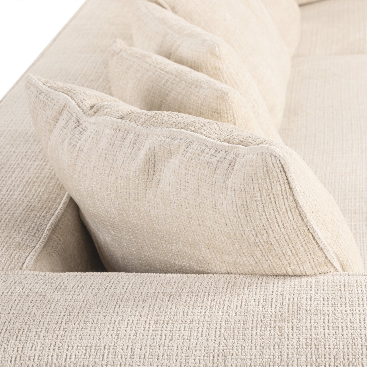 Richmond Interiors Hoekbank Lusso Beige Chenille — luxe L-bank woonkamer