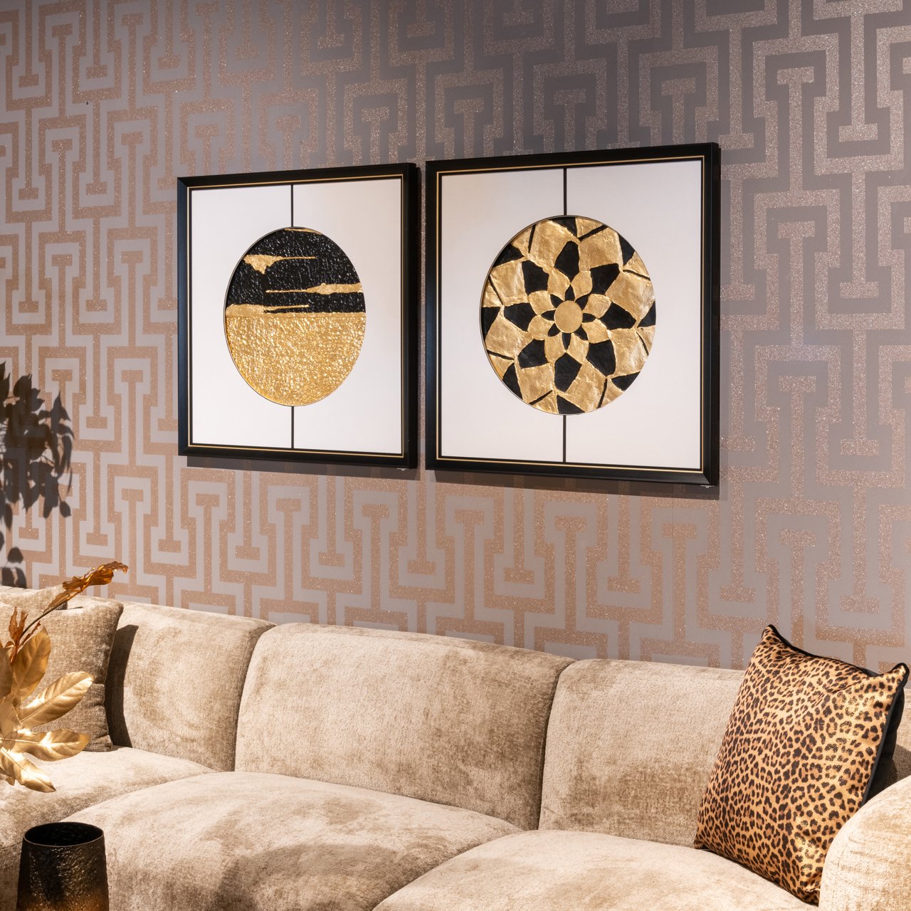 Wall Art Moon Black/gold